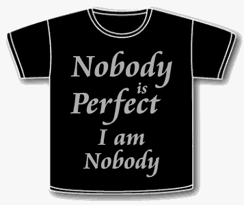 Nobody is perfect, I am nobody