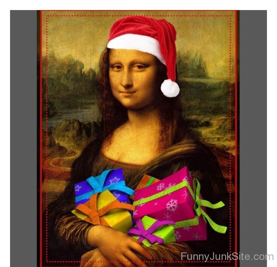 Funny Mona Lisa Santa Claus