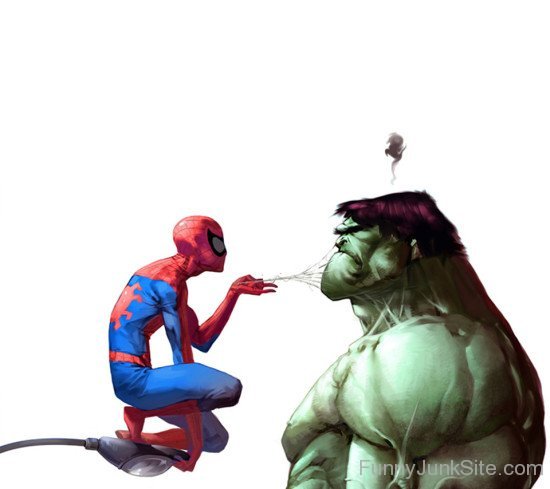 Funny Spidy With Hulk