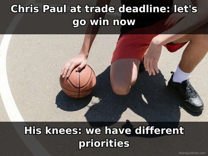 NBA Chris Paul trade meme joking about his age and injuries, funny sports humor about veteran player durability