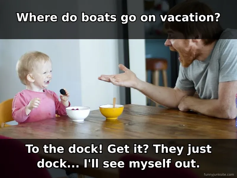 Classic corny dad joke meme about boats and docks, funny pun for groan-worthy humor