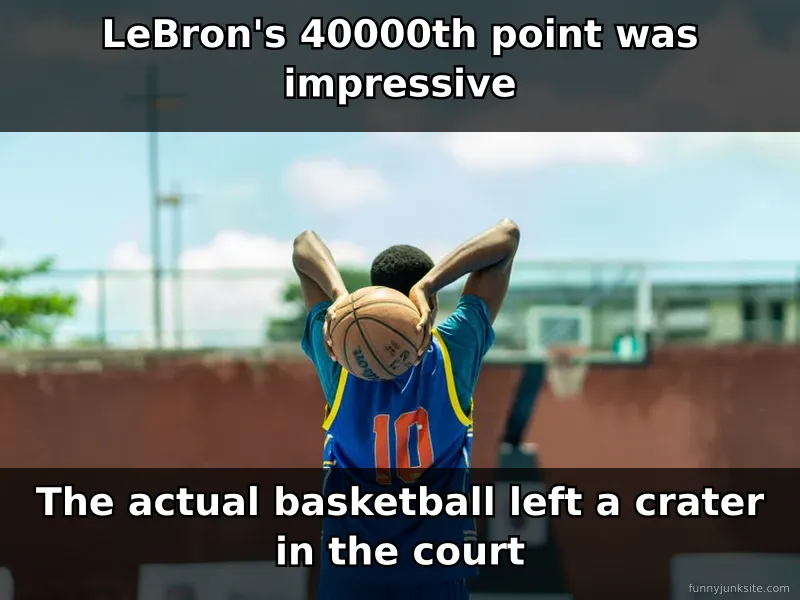 Sports meme about LeBron James record breaking, funny basketball joke picture
