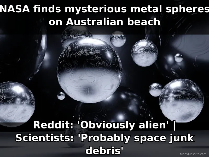 News meme about mysterious space metal spheres found on Australian beach funny