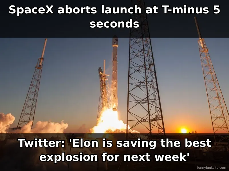 News meme about SpaceX Starship launch abort with funny speculation on Twitter