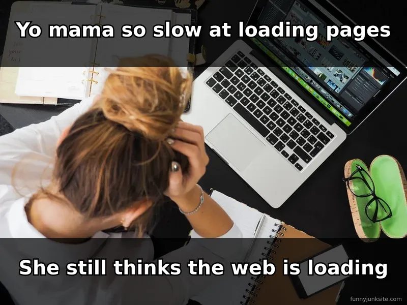 Yo mama joke meme about slow internet speeds, funny classic joke format