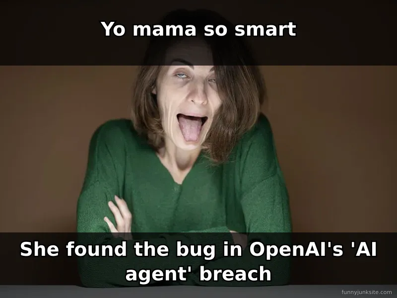 Funny meme with bold text about yo mama jokes, classic comedy format with punchline